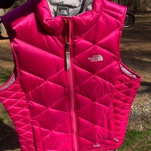 Hot pink north face puffer vest